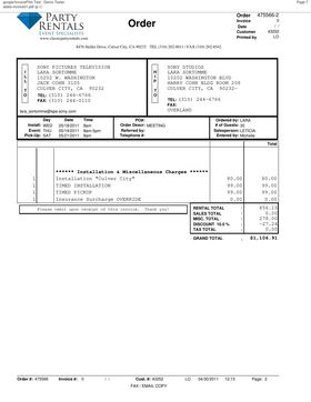 Receipt page 7 — event services invoice